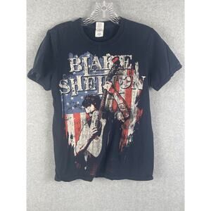 Blake Shelton Well Lit & Amplified Tour‎ 2012 T Shirt Men's Size S Black STAIN